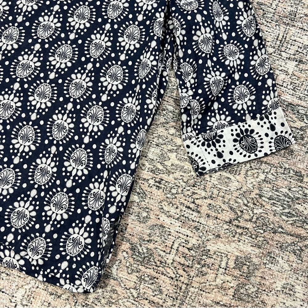 Sigrid Olsen 100% Linen Embroidered Tunic Top Blue White Boho Women’s M - Picture 7 of 15